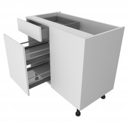 900mm Drawerline Corner Base Unit with 450mm Door & Vario Pull Out Storage & Arena Shelves Right Hand - (Self Assembly)