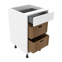 500mm Drawer Pack Base Unit with 1 Drawer & 2 Wicker Baskets - (Self Assembly)