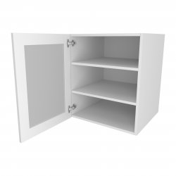 500mm Standard Glazed Wall Unit with Aluminium Frame & 2 Round LED Downlights Left Hand - (Ready Assembled)