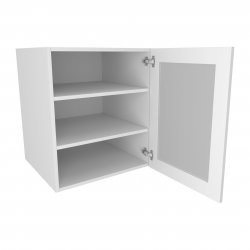400mm Standard Glazed Wall Unit with Aluminium Frame & 2 Round LED Downlights Right Hand - (Ready Assembled)