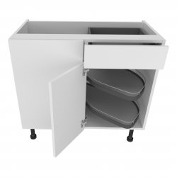1000mm Drawerline Base Unit with 600mm Door & Le-Mans Pull Out Storage & Graphite Wirework Left Hand - (Ready Assembled)